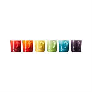 Le Creuset Stoneware Set of 6 Rainbow Espresso Mugs 100ml